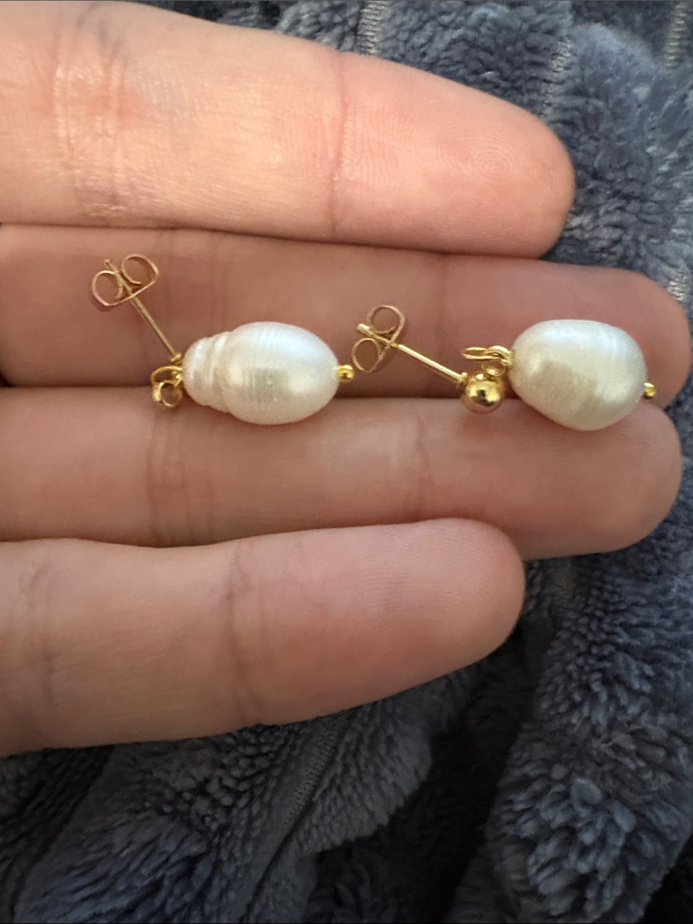 Gold and White Freshwater Pearl Drop Earrings